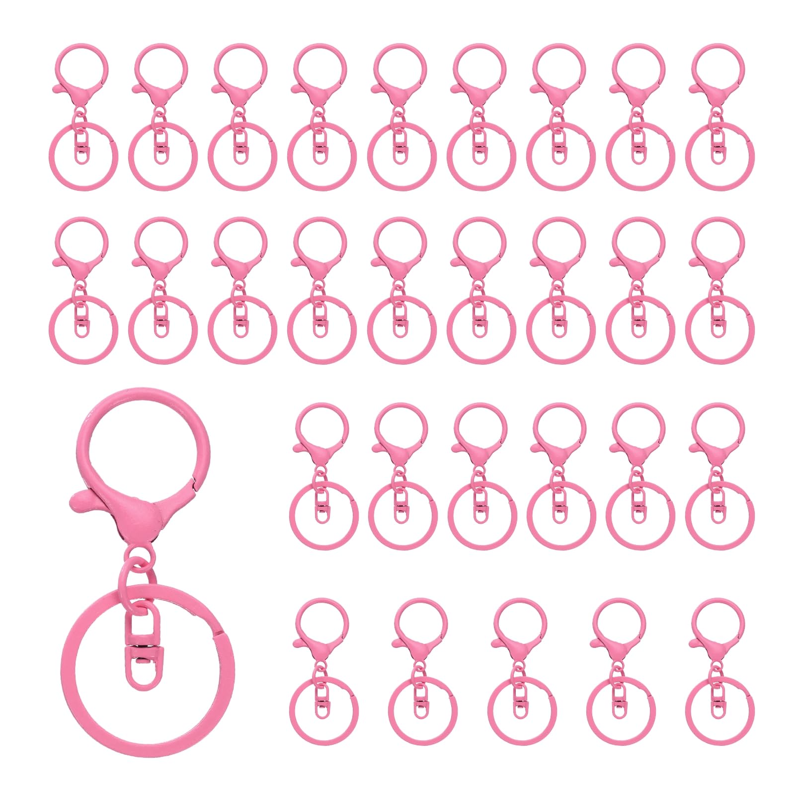 Ganchos de mosquetón rosa para llavero dividido plano uxcell y manualidades de bisutería fina