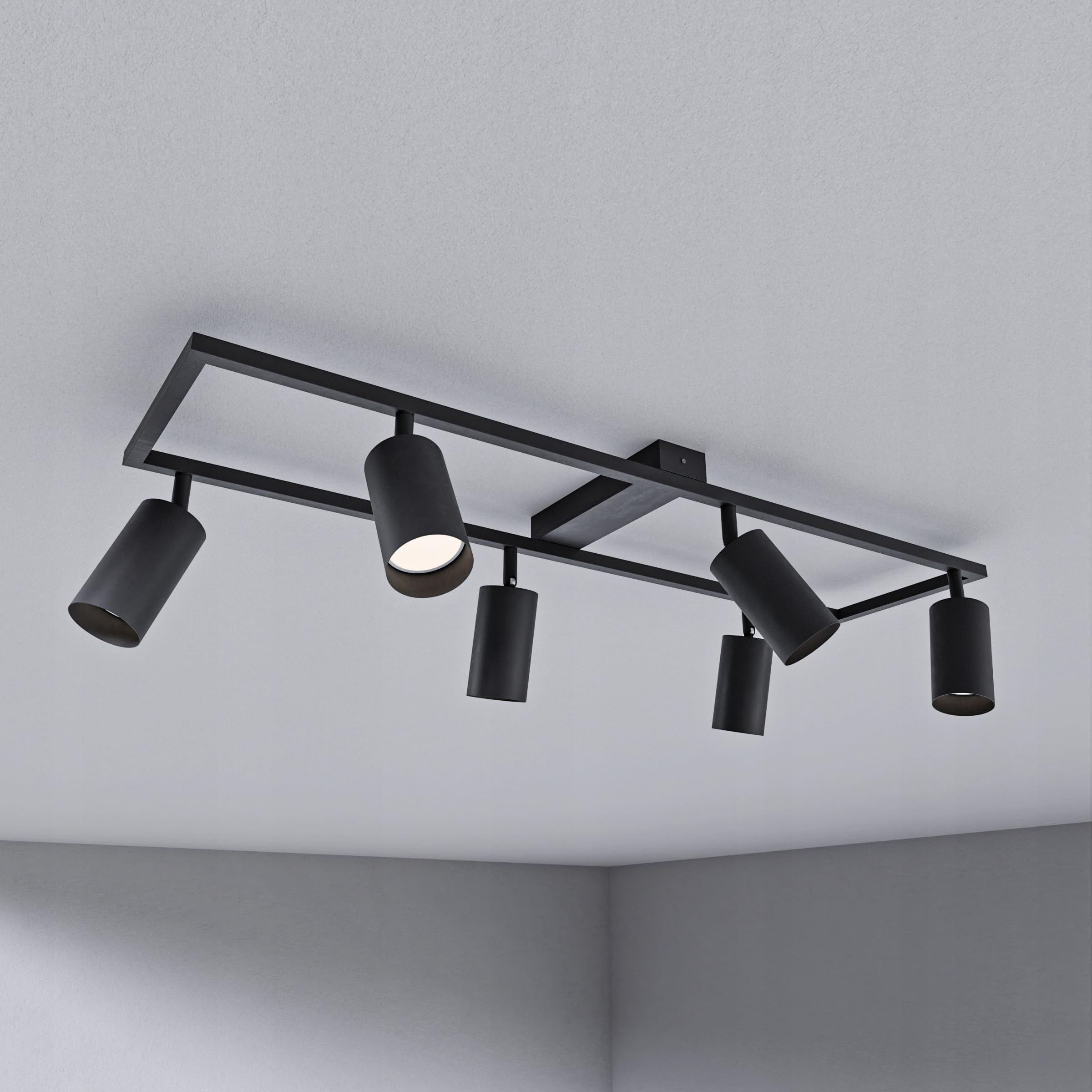 Deckenstrahler LED Schwarz 6 Flammig Schwenkbar GU10 Deckenleuchte Modern für Küche