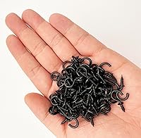 Vista 4 de 100 ganchos de tornillo pequeños de 1/2 pulgada, ganchos de joyería para techo, gancho de cadena de luces, color negro