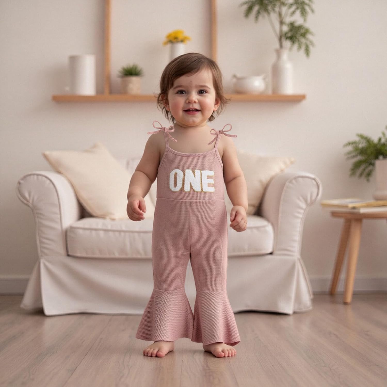 BULINGNA Kids Toddler Baby Girl Birthday Outfit Sleeveless Number Embroidery Knit Jumpsuit Flared Pants Birthday Clothes 1-6T - Image 6