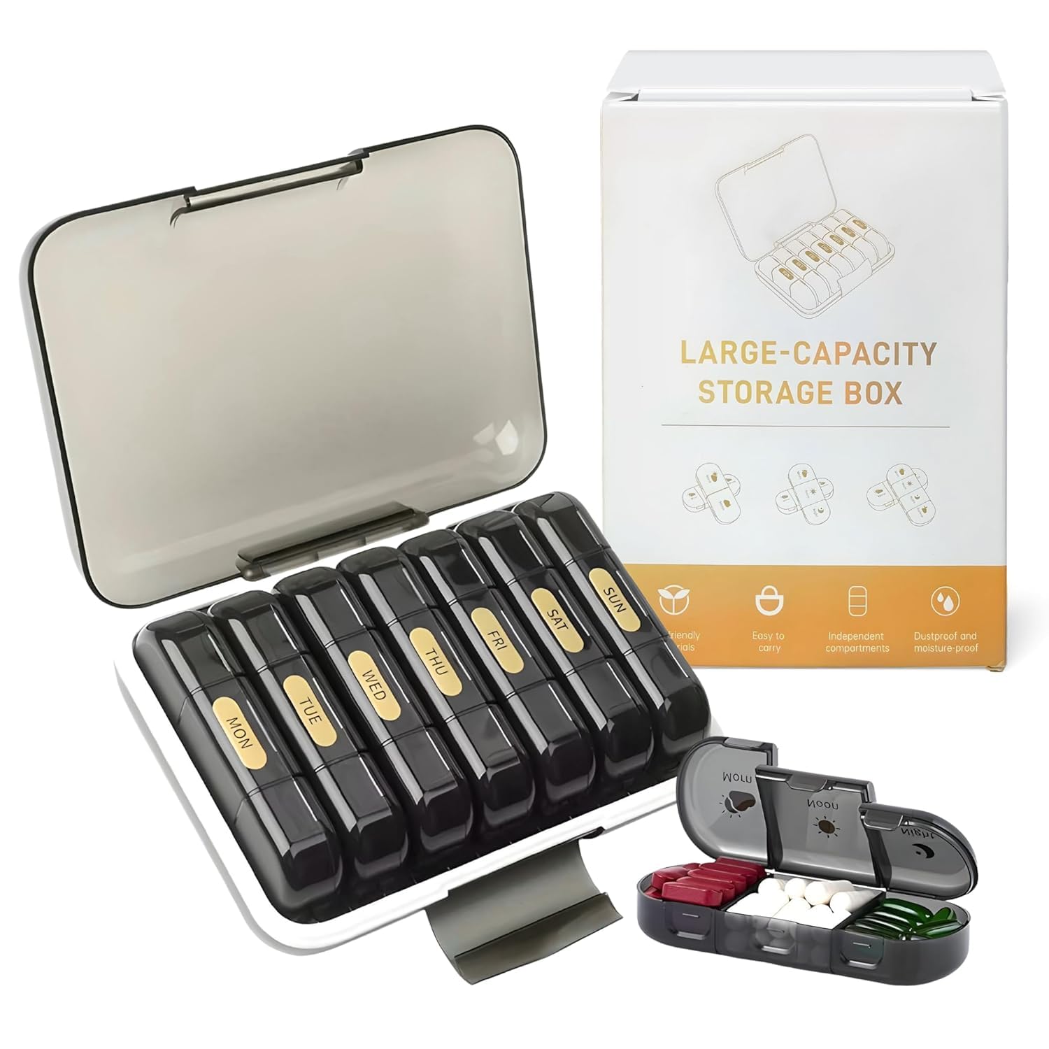 Nityasiddh Pill Organizer Weekly PillOrganizer 3 Times a Day Pill Box 7Day Medicine Organizers for 7 Days Daily Pill Organizer Travel-image-34