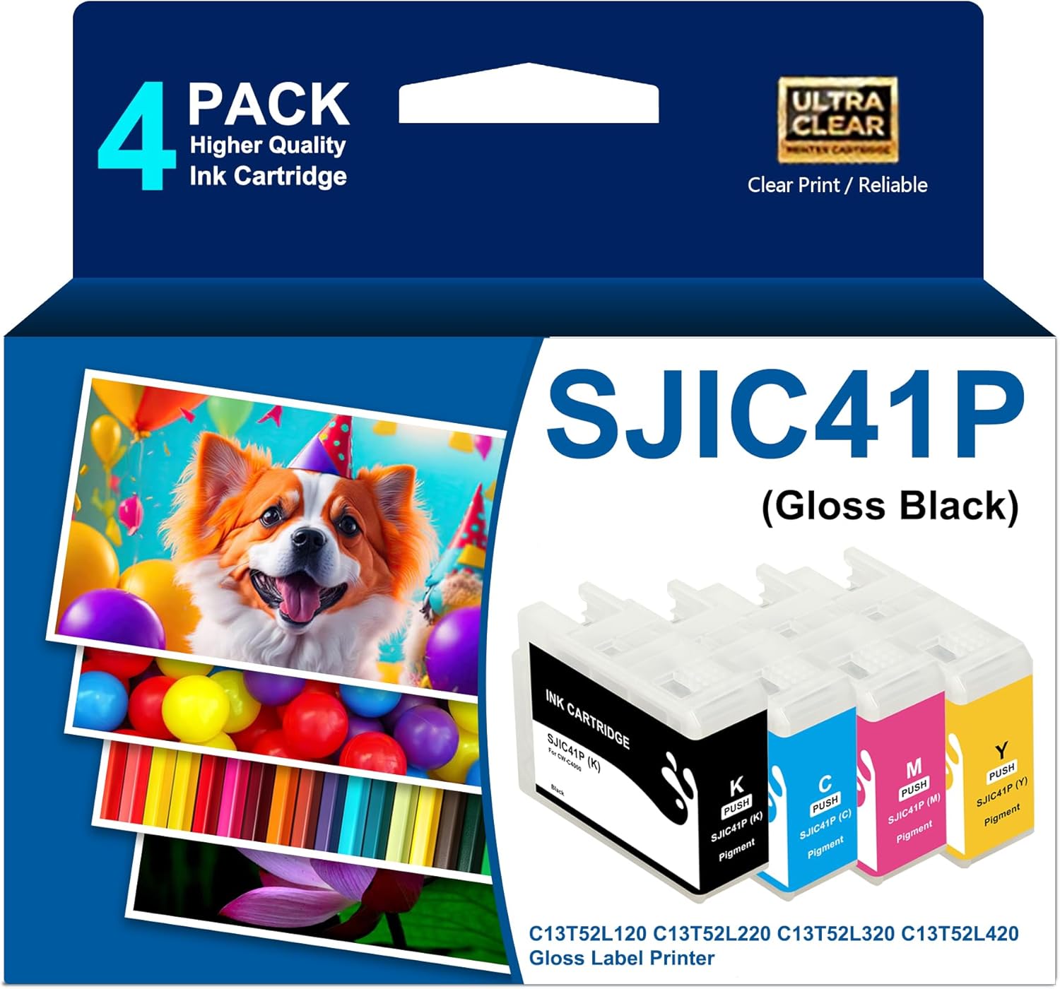 Remanufactured SJIC41P Ink Cartridge C13T52L120 C13T52L220 C13T52L320 C13T52L420 Compatible with ColorWorks CW-C4000 Color Inkjet Gloss Label Printer