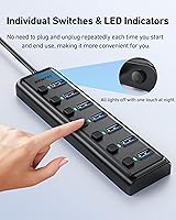 Vista 4 de BENFEI Hub USB 3.0 de 7 puertos, divisor USB portátil ultrafino con cable de 3.3 pies, compatible con MacBook Pro/Air, Mac Pro, Mac Mini, iMac