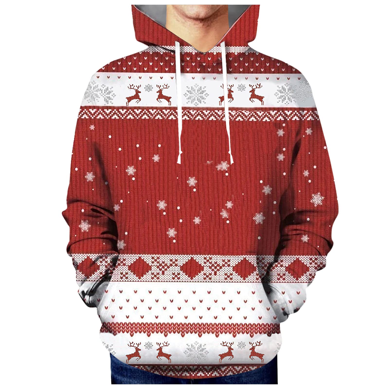 Hooded Sweatshirt for Unisex Men's Christmas Party Sweater Men's Hoodie  Sweatshirt Long Sleeve Top