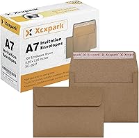 Vista 10 de 120 sobres de invitación A9 5.75x8.75, sobres autoadhesivos de papel kraft marrón de 120GSM para invitaciones, papeles, fotos, documentos, bodas