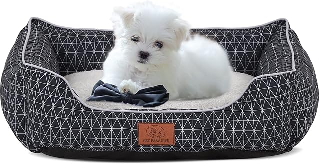 Pet Paradise Dog Bed Washable, Mattress Mat For Pet Cosy Pet Baskets Warm Puppy Bed Calming Dog Beds Rectangle Cat Sofa Dog Bed Removable Cushion for Small/Medium/Large Dogs and Cats Black 20x16in