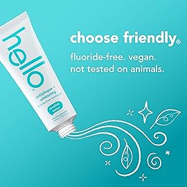 hello Antiplaque and Whitening Fluoride Free Toothpaste, Whitening Toothpaste with Coconut Oil and Tea Tree Oil, Helps Whiten Teeth, Natural Peppermint, 3 Pack, 4.7 Oz Tubes