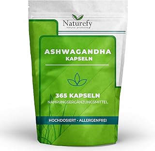 Ashwagandha Kapseln Hochdosiert - 365 Ashwagandha Kapseln - Ashwagandha Hochdosiert - Ashwaganda Kapseln - Ashwaghanda