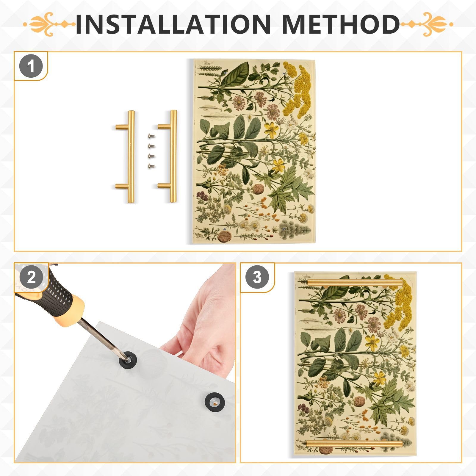 Wassud Bathroom Vanity Tray with Handles Flower Acrylic Jewelry Perfume Organizer for Bathroom Kitchen Counter 11.81