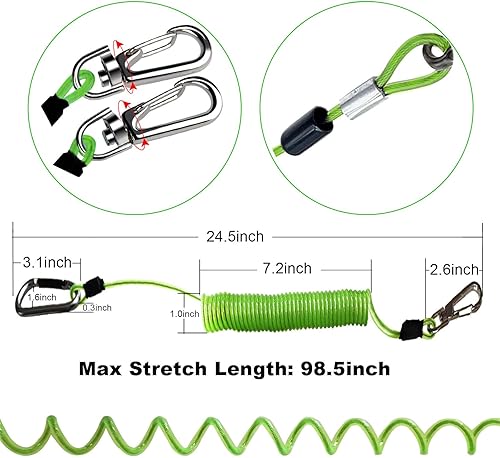 Miniatura 24 de Fishing Lanyard, Heavy Duty Coiled Lanyards Stainless Steel Wire Inside, Safety Rope Extension Cord Tether Retractable Fishing Accessories for Rods