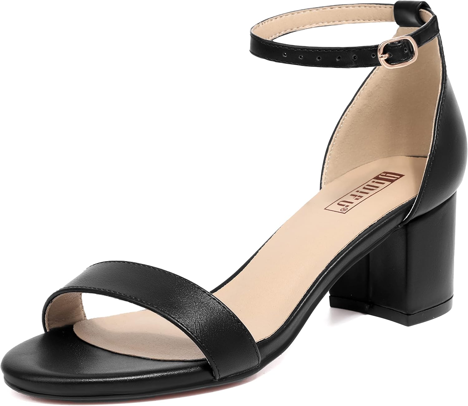 IDIFU Women's Cookie-LO Low Block Heels Chunky Sandals Ankle Strap Wedding Dress Pump Shoes