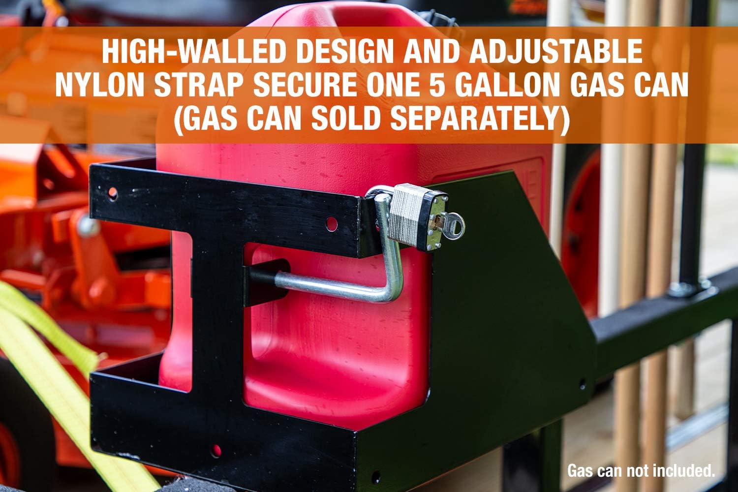 Buyers Products LT32 Locking Rack Gas Container Holder For Open & Closed Landscape Trailers, Made In The USA, Lawn Care Equipment, Secure Storage For Landscape Tools