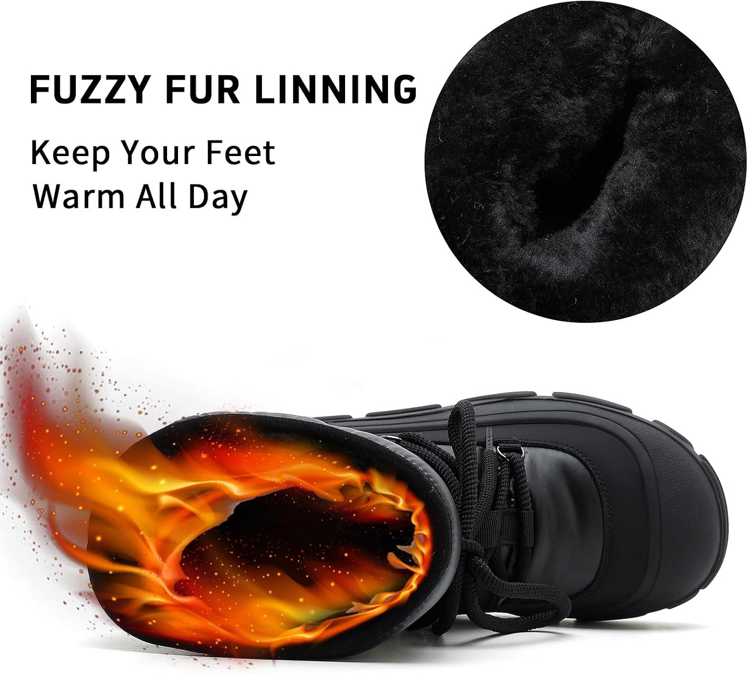 OKOMO Women's Winter Snow Boots – Waterproof, Insulated Ankle Booties with Warm Fur Lining for Outdoor Comfort