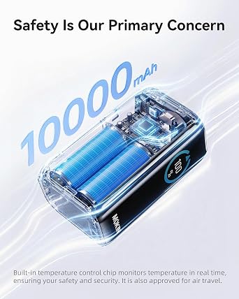 MOKiN Portable Charger 10000mAh, 45W PD Power Bank with Built-in Retractable USB-C Cable, Smart Display Battery Pack, Airline Travel Compliant Charger for iPhone 17/16/15, Samsung Galaxy, iPad & More