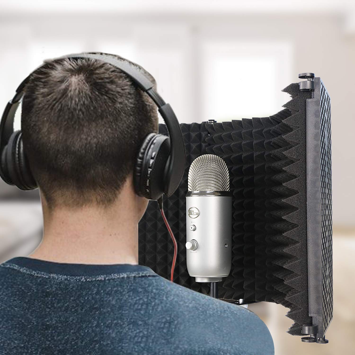 Snapklik.com : Studio Recording Mic Isolation Shield, Portable Foldable ...