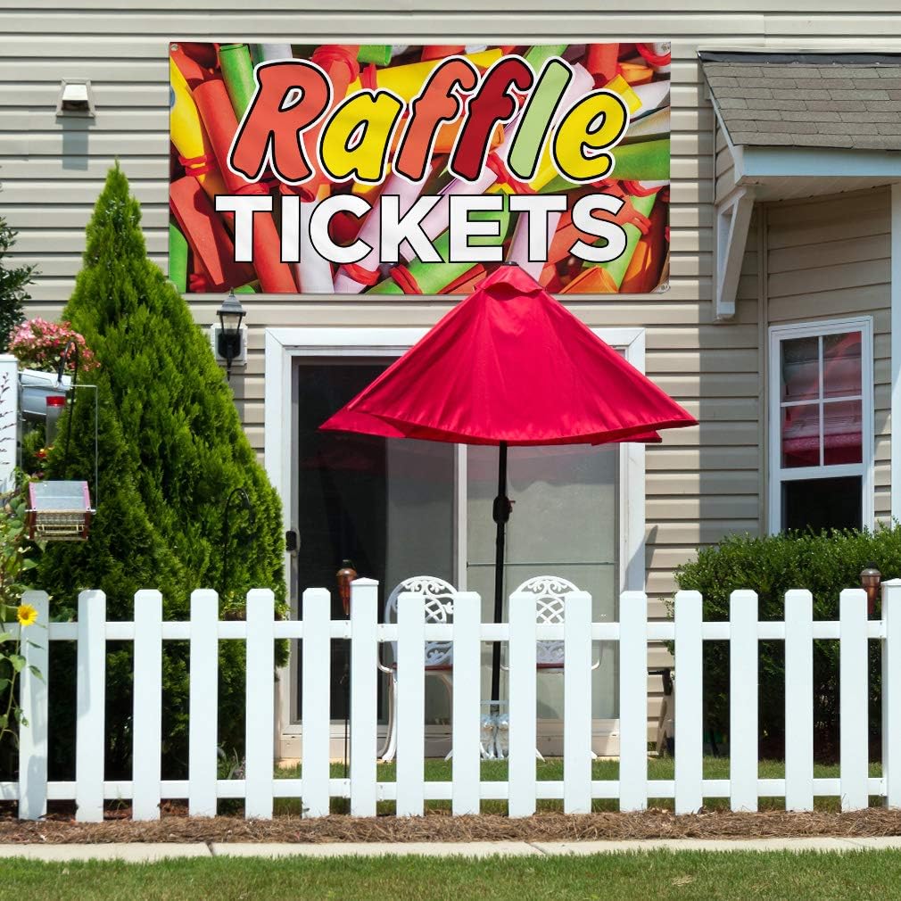 Vinyl Banner Multiple Sizes Raffle Tickets Outdoor Advertising Printing Business Outdoor Weatherproof Industrial Yard Signs Orange 4 Grommets 24x48Inches