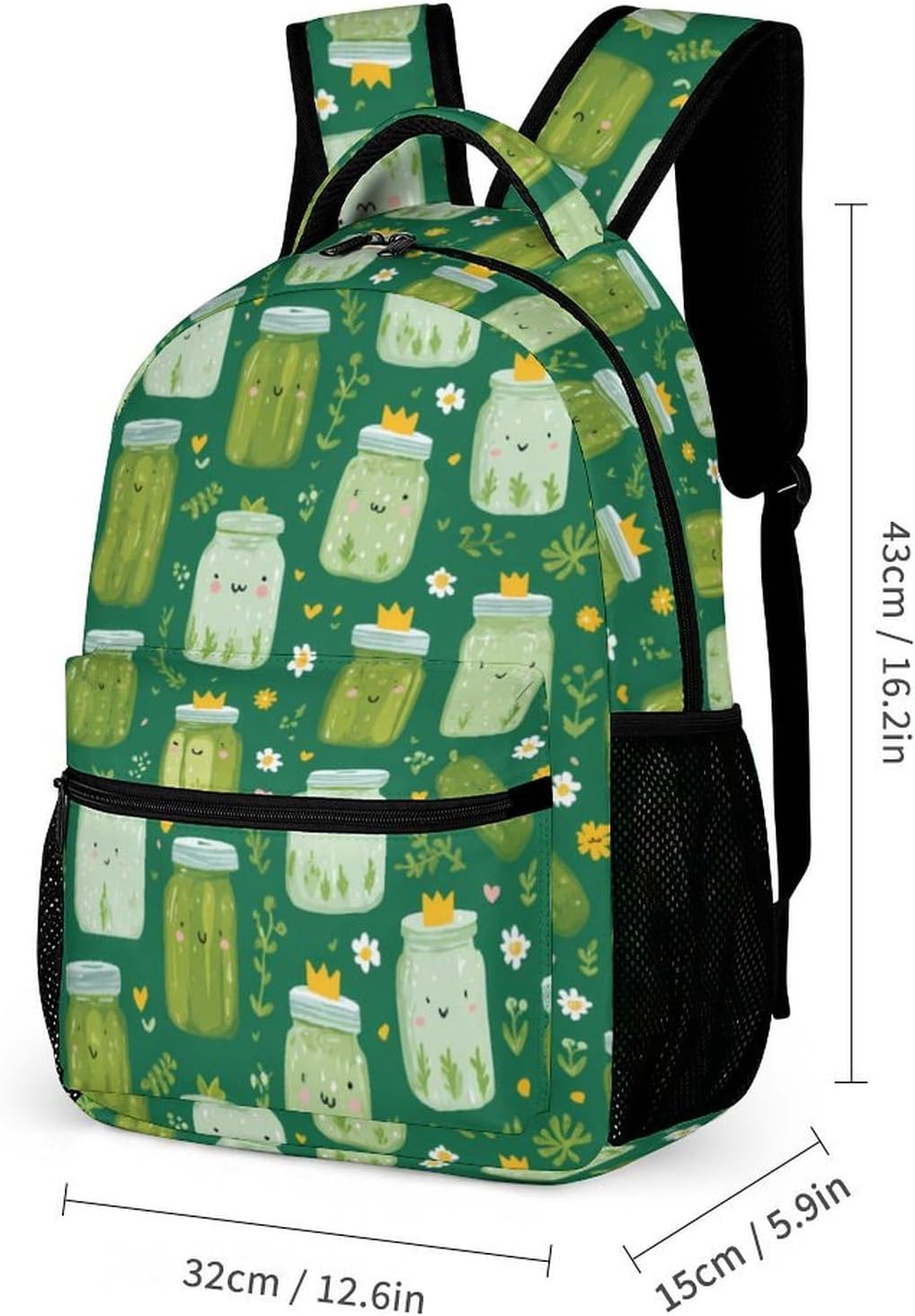 Funny Pickles Queen1 Novelty Backpack Set with Lunch Bag Pencil Cases image 2