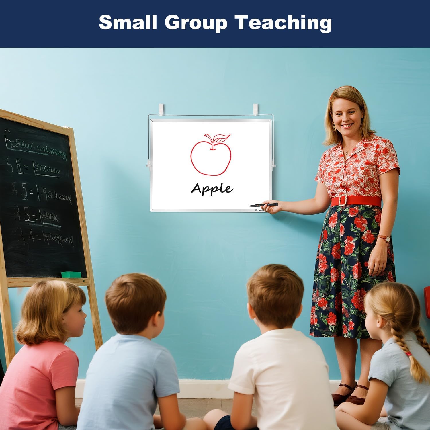 TSJ OFFICE Small White Board - 18 X 14 Inches Small Magnetic Dry Erase Board with Hooks for Wall, Desktop Whiteboard Stand 360 Degrees Revolving Double Sided for Office, Home, School, Silver