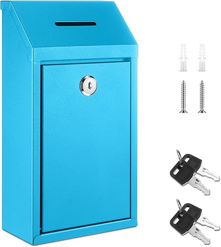Miniatura 30 de Caja de Donación de Efectivo de Metal Caja de Sugerencias Segura con Candado Buzón Montado en la Pared Contenedor de Boletas de Entrega para Hogar