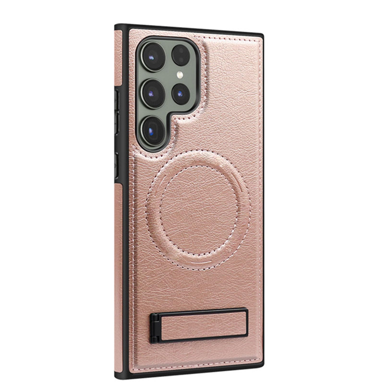 Custodia per Samsung Galaxy S24 Ultra/S24 Plus/S24,Custodia di Ricarica Wireless ad Adsorbimento Magnetico in Pelle PU con Cover Protettiva per Fotocamera,Oro,S24 Ultra