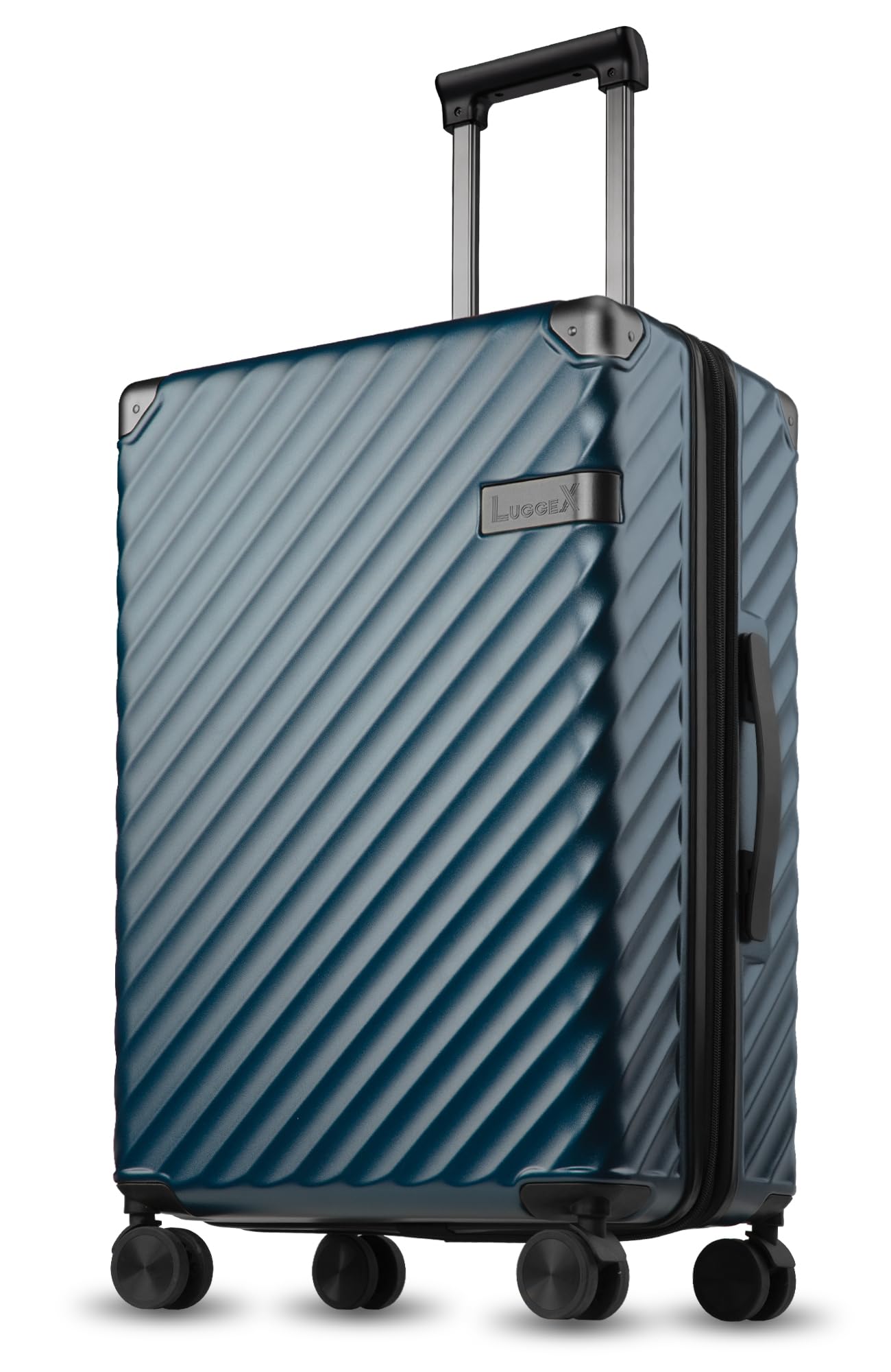 PC 24 Inch Luggage with Spinner Wheels - Hardside Expandable Medium Checked Luggage - Aluminum Corner for Hassle-free Travel (Blue Suitcase)