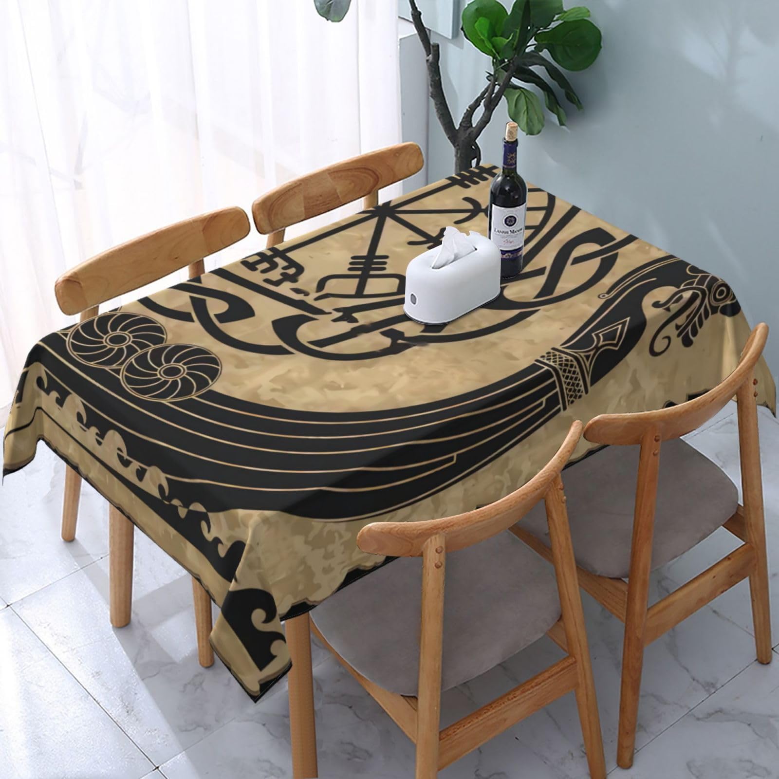 HLBSDM Odin Viking Norse Pagan Magic Symbol Rectangle Tablecloth, Suitable for Wedding, Party and Restaurant Festival Gathering Event Polyester Fabric Decorative Tablecloth(54x72in)