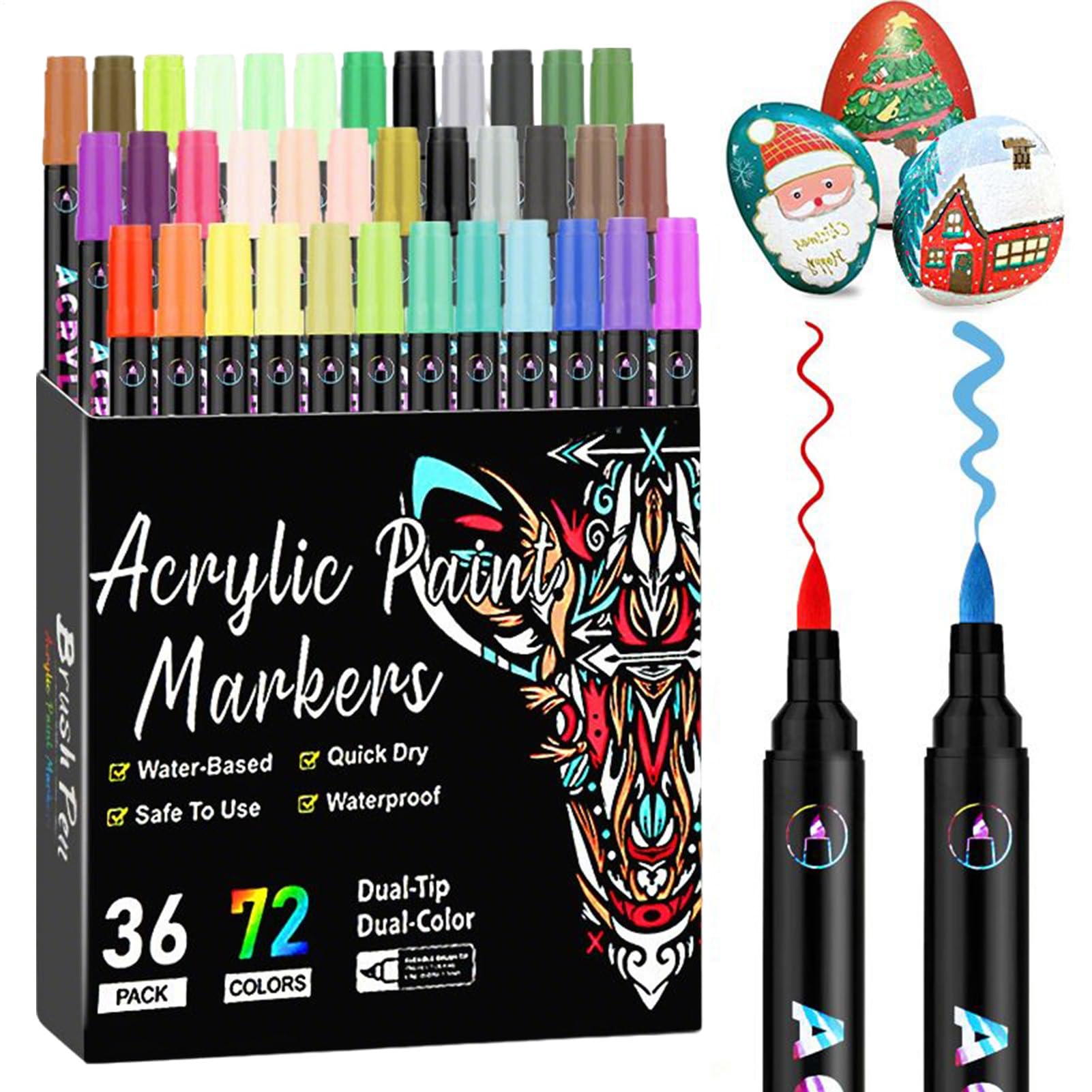 Dewireaey Juego de Rotuladores Acrílicos, 72 Colores Punta Doble para Pizarra, Materiales de Arte para Manualidades Proyectos Artísticos Regalos para Eventos