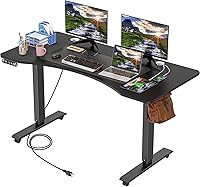 Vista 1 de Legooin Escritorio eléctrico de pie de 55 x 24 pulgadas, escritorio eléctrico de pie de altura ajustable con estación de carga, 2 puertos USB, 3
