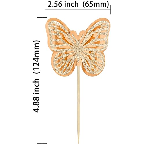 Miniatura 9 de Gyufise 24 adornos de mariposa para cupcakes con purpurina hueca 3D mariposa para cupcakes, decoraciones para temática de mariposa, boda,