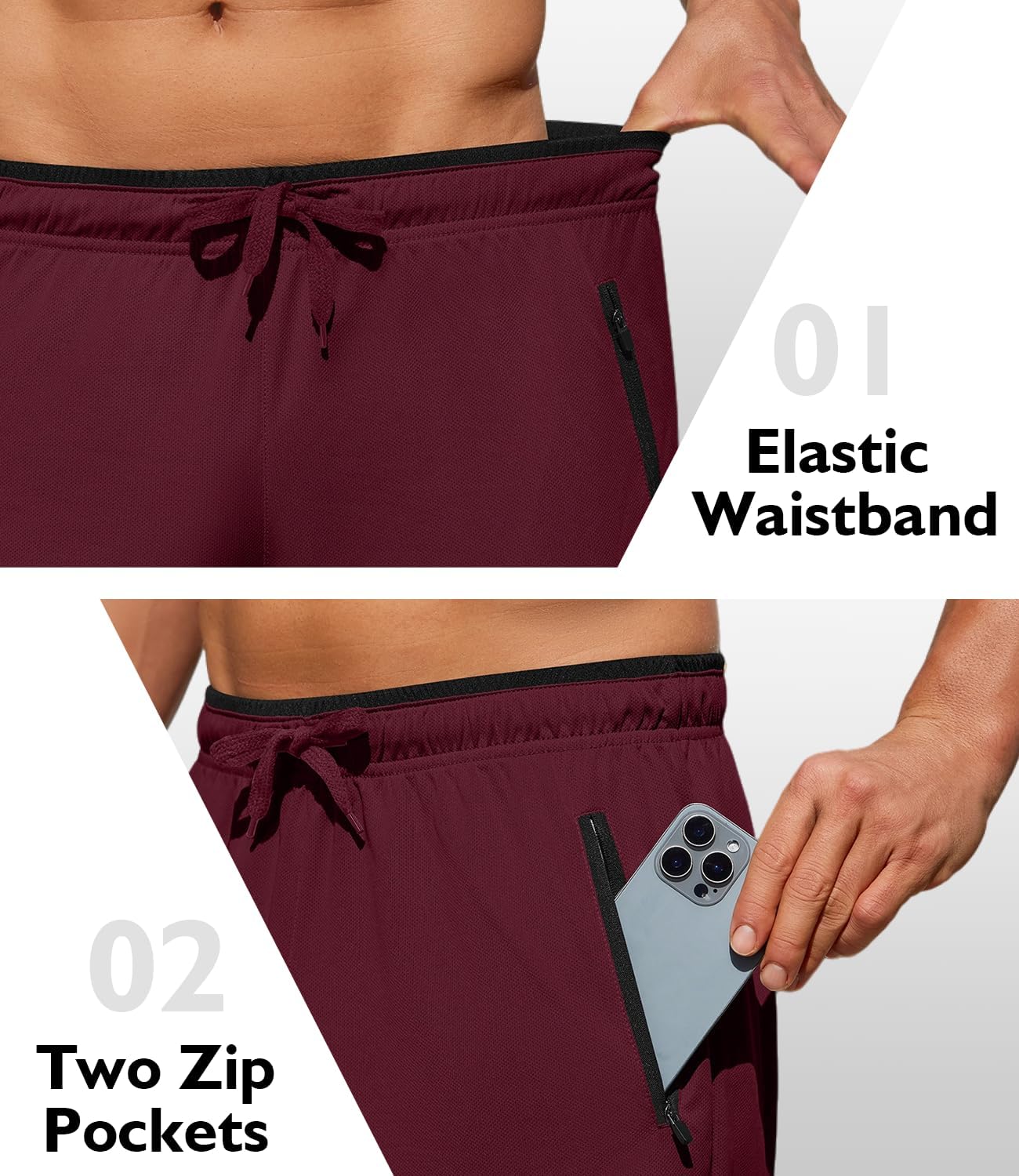 PINSPARK Men's Athletic Running Shorts 7" Mesh Quick Dry Workout Shorts with Zipper Pockets Lightweight Gym Shorts - Image 4