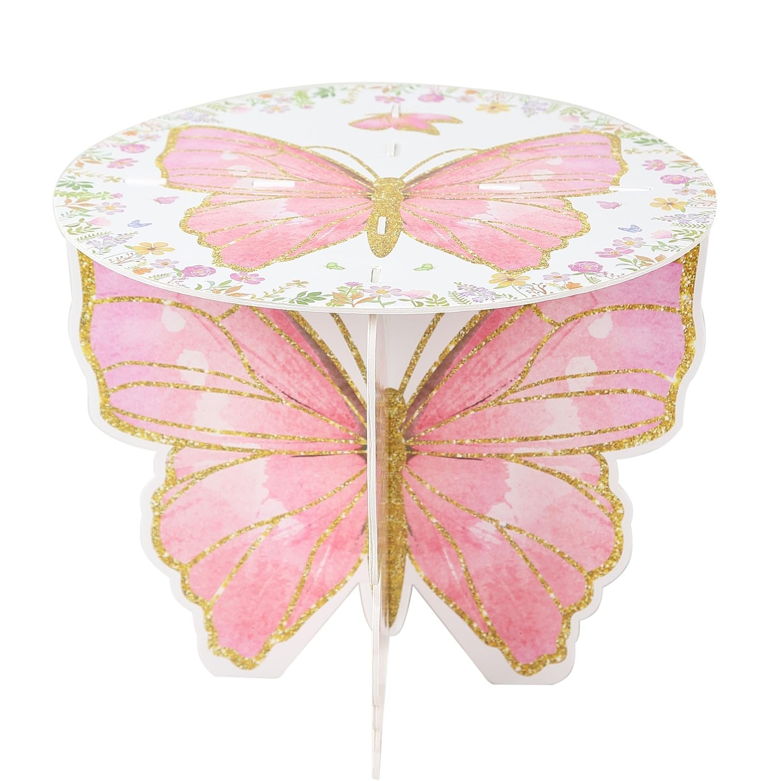 2 White Pink Glitter Butterfly Cupcake Dessert Display Stands Wedding Party Events Reception Home Decorations Supplies