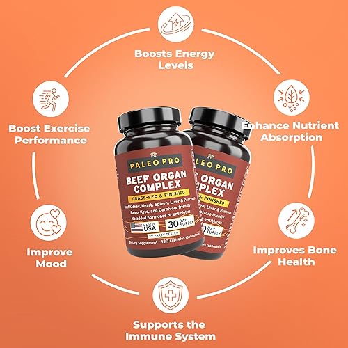 Miniatura 2 de Paleo Pro O.G. Blend Cápsulas de órganos de carne de res premium, riñón, corazón, hígado, bazo y páncreas de vacas alimentadas con pasto y
