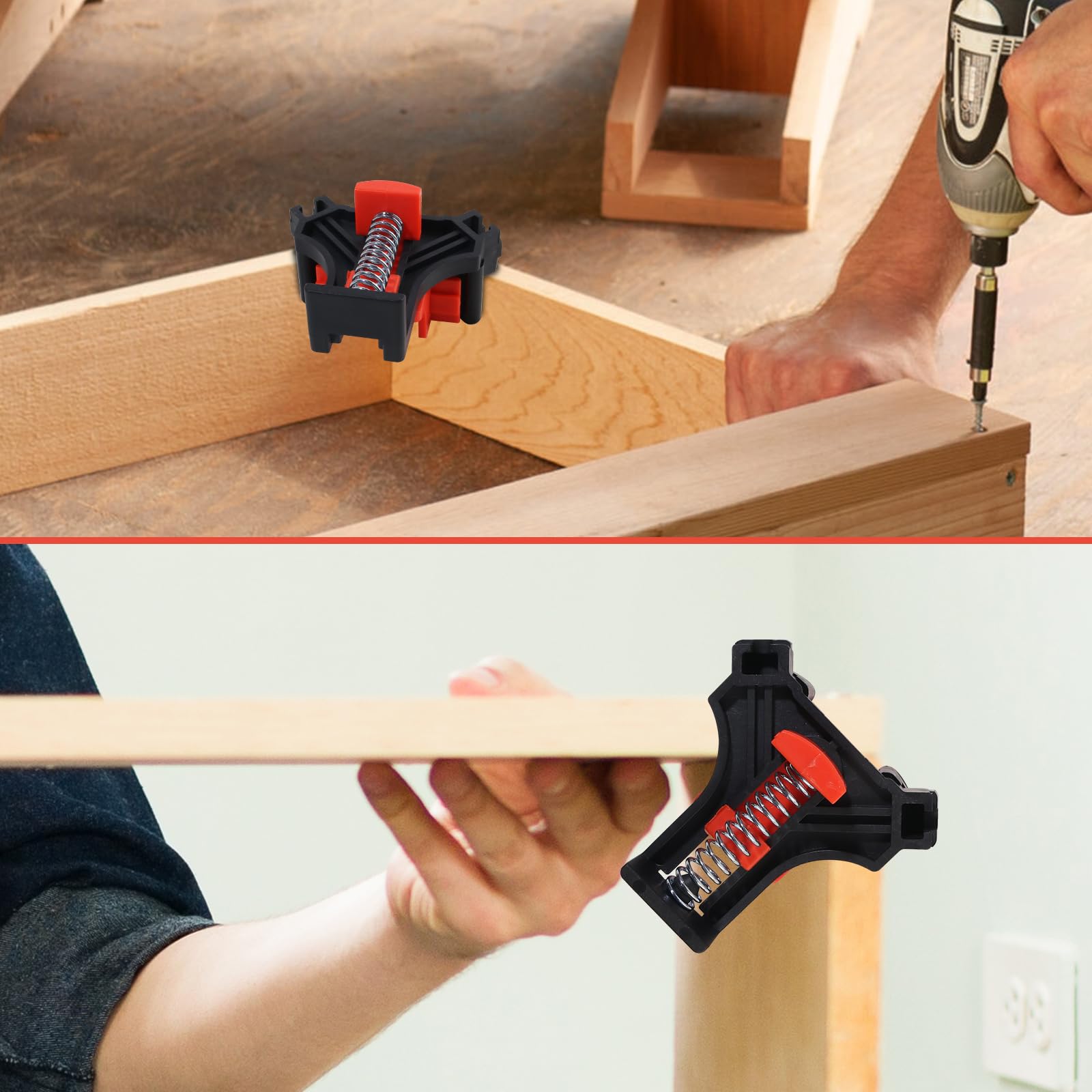 Winkelspanner 90 Grad,4 Stück Verstellbar Eckspanner, Eckverbinder Holz Verdicktes ABS Winkelspanner, Klemmbereich (5-22mm),Eckenspanner für Bilderrahmen,Platten,Glas,Eckschellen