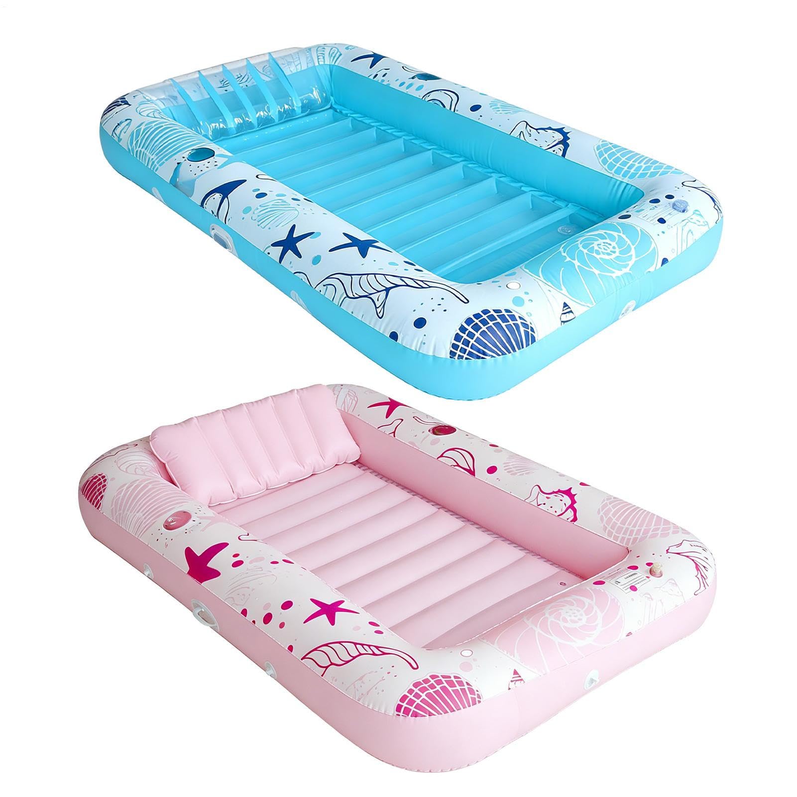 Inflatable Tanning Pool Lounger Float, Ergonomic Headrest Support, 185x115x25cm, Sunbathing Bed Lounge, Tub Raft Floatie, Quick Inflation, For Lake Beach Resorts