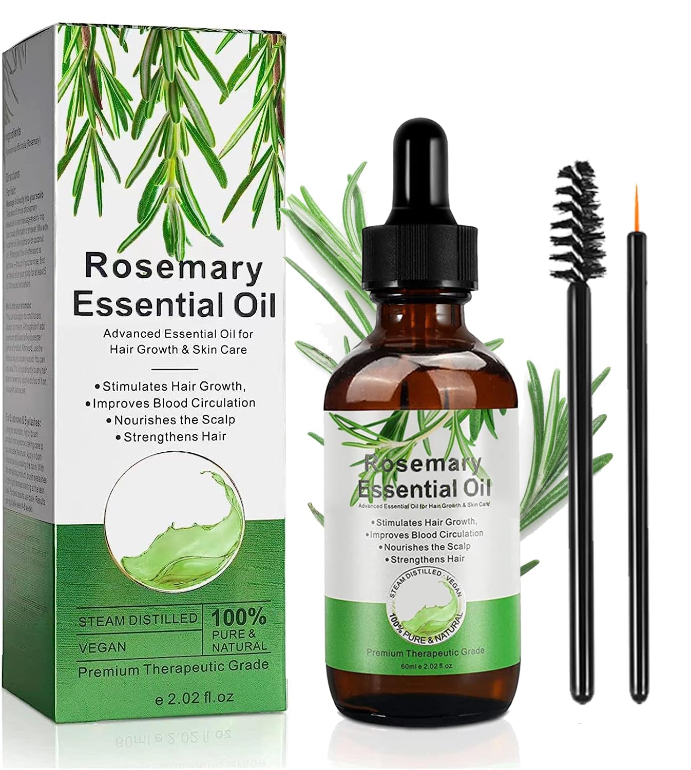 Aceites esenciales de romero para el crecimiento del cabello y cuidado de la piel, aceite de romero anticaída del cabello, fortalece el cabello, 60ML