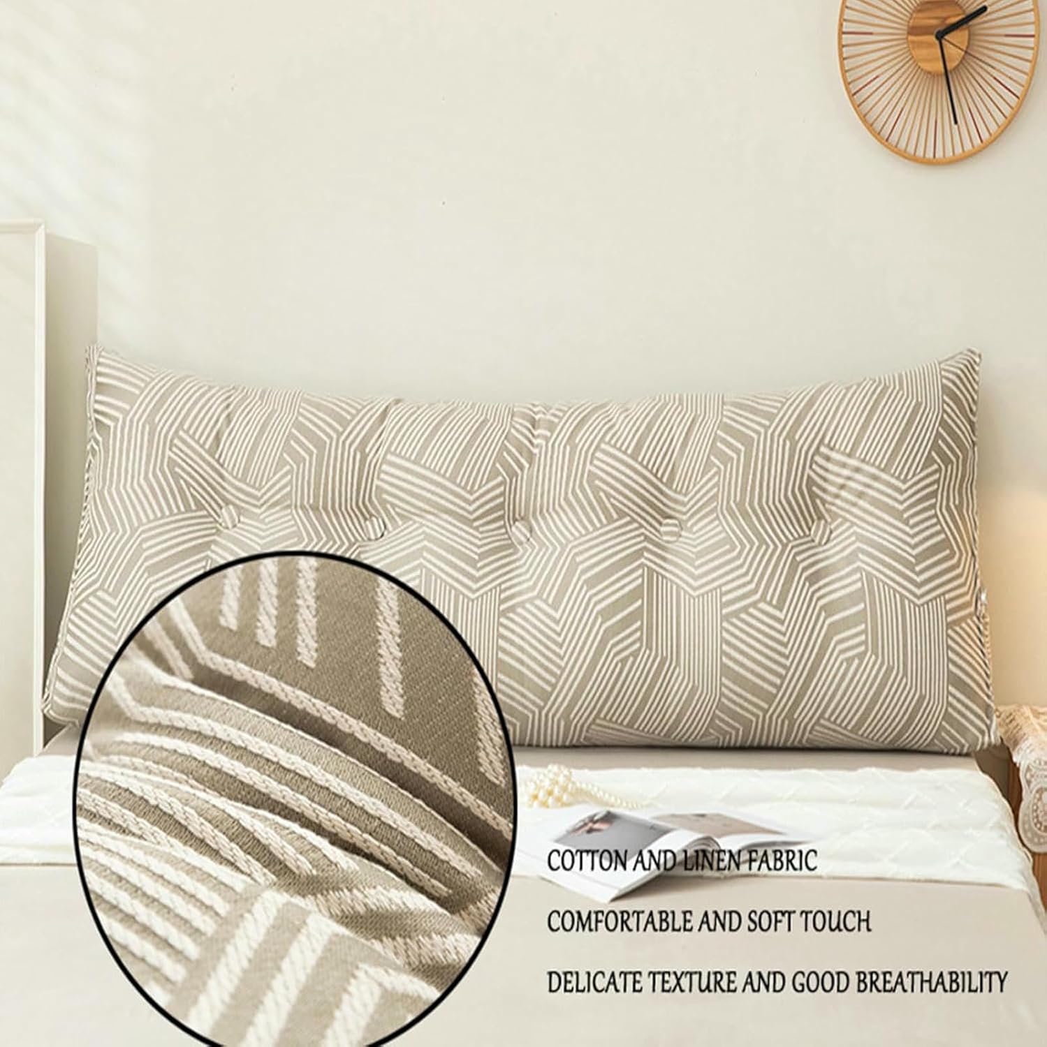 Triangular Wedge Pillow Headboard, Soft Support While Reading and Resting, Bed Bolster Cushion Headboard, with Removable Cover