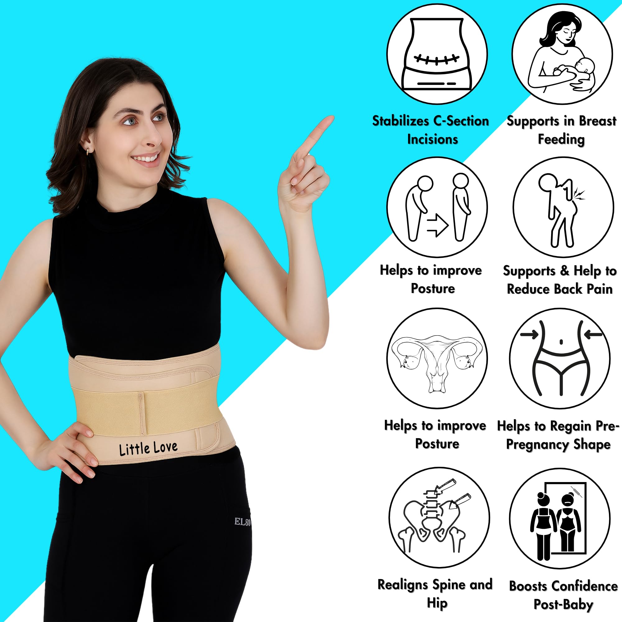 Little Love Postpartum Belt After Delivery C Section – Abdominal Belt | Pregnancy Belts After Delivery | Maternity Abdominal Binder | Belly Belt for Women | C Section Belt | Tummy Support | Belt for Both Men & Women(Universal) (Beige) - Image 2 thumbnail