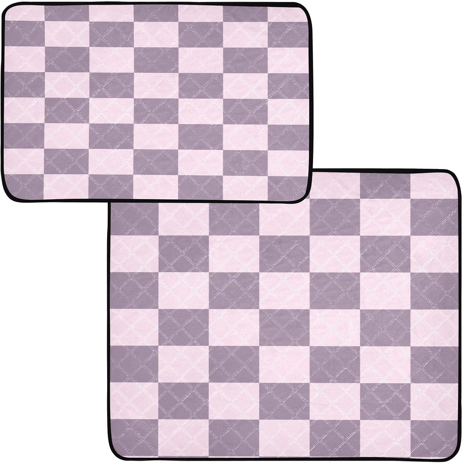 Washable Pee Pads for Pets Light Deep Purple Grid Pattern Reusable Cats and Dogs Mats