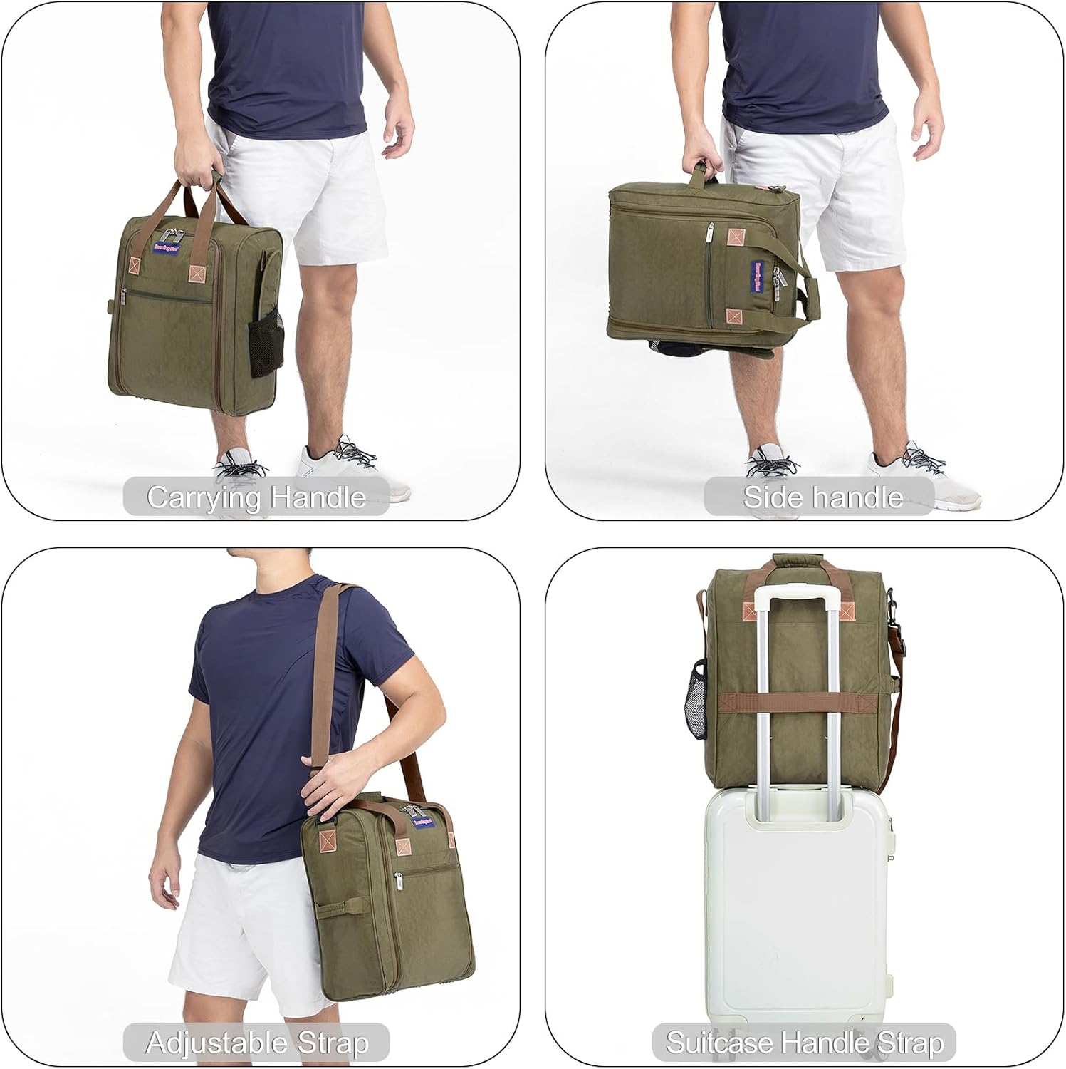 Boardingblue 17X13X8 Inches JetBlus Airlines Personal Item Under Seat Duffel bag Suitable for Major Airlines including Spirit, Jetblue, Frontier, and American - Duffel Bag Design (Beige)
