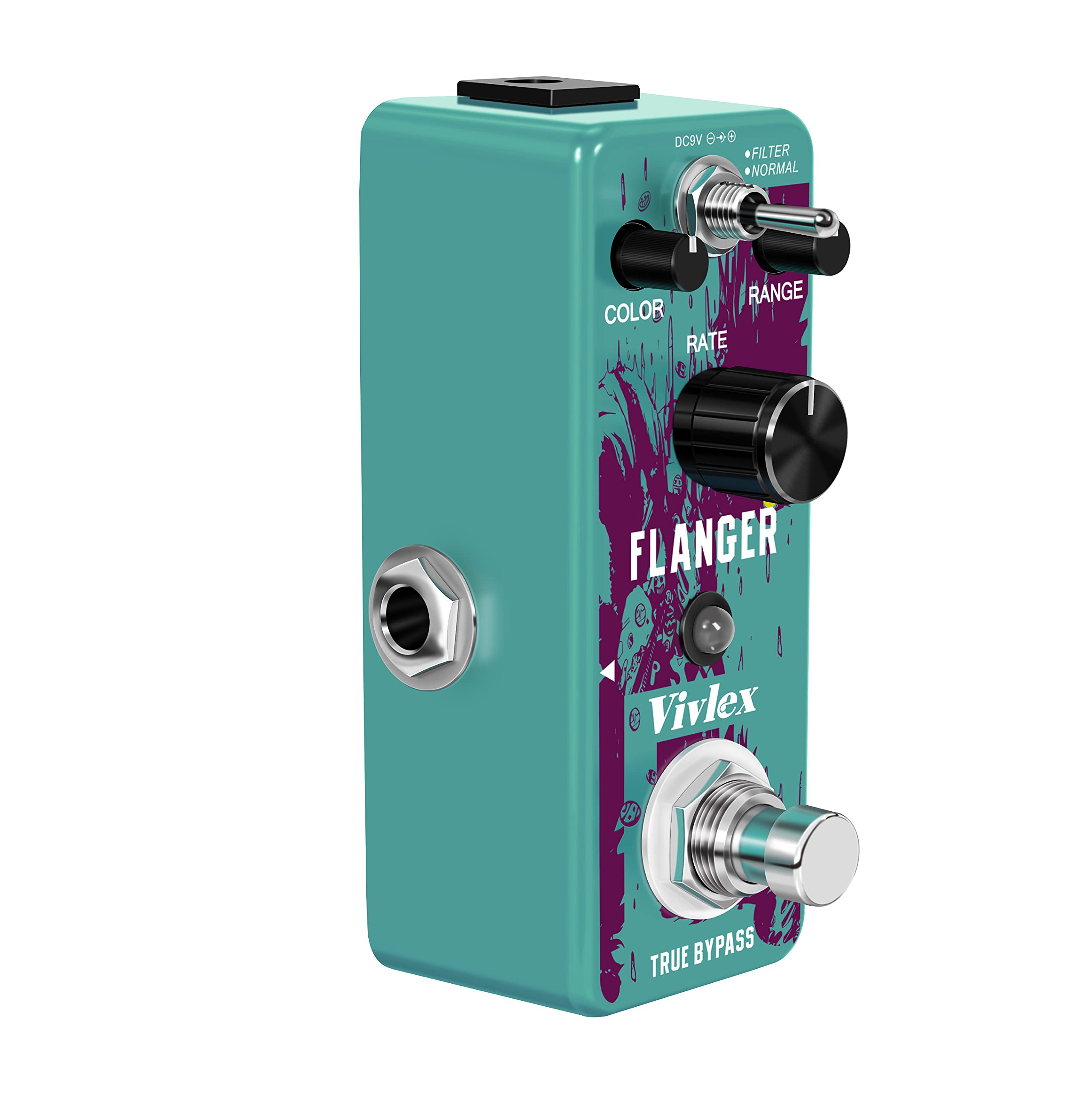 Flanger - Pedal de efectos para guitarra (Mini analógico, interruptor de pie para guitarra eléctrica, con carcasa totalmente metálica, True Bypass