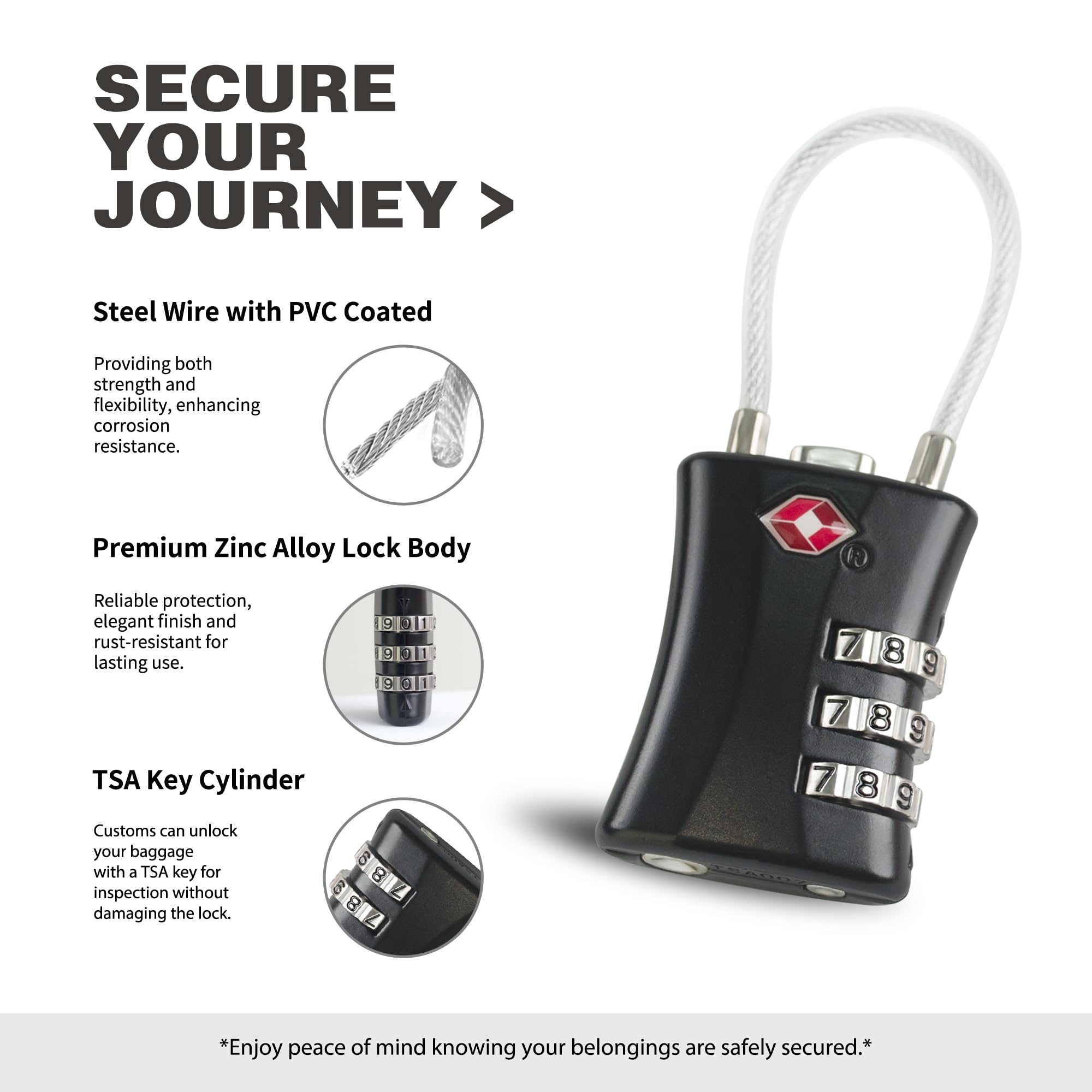 UP Security Suitcase Locks TSA Approved, Small Padlock Combination - Image 4