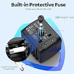 Universal International Power Travel Plug Adapter, 5 in 1 European Travel Plug Adapter W/ 3.5A 2xUSB-A and 2xUSB C Wall Charger and Worldwide AC Outlet for Europe USA UK AUS Asia