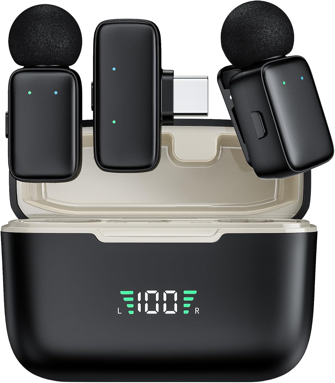 Mini Wireless Lavalier Microphone for iPhone/Android/Tablet/PC with Lightning/USB-C Plug, Noise Cancellation, Wireless Clip-on Mic with Charging Case for Video Recording TikTok YouTube Podcast Mini Wireless Lavalier Microphone for iPhone/Android/Tablet/PC with Lightning/USB-C Plug, Noise Cancellation, Wireless Clip-on Mic with Charging Case for Video Recording TikTok YouTube Podcast