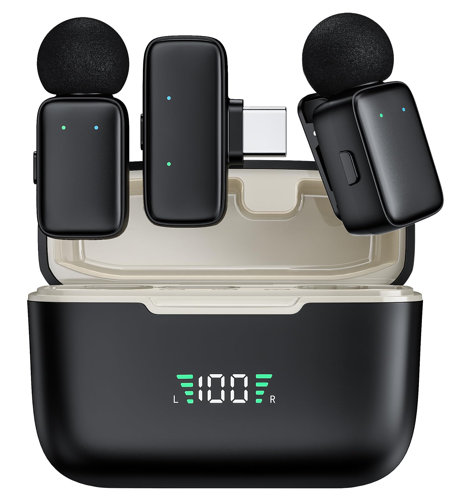 Mini Wireless Tie Mic for iPhone/Android Phone, Lapel Microphone USB C on Noise Reduction for Video Recording Vlogging, TikTok, YouTube