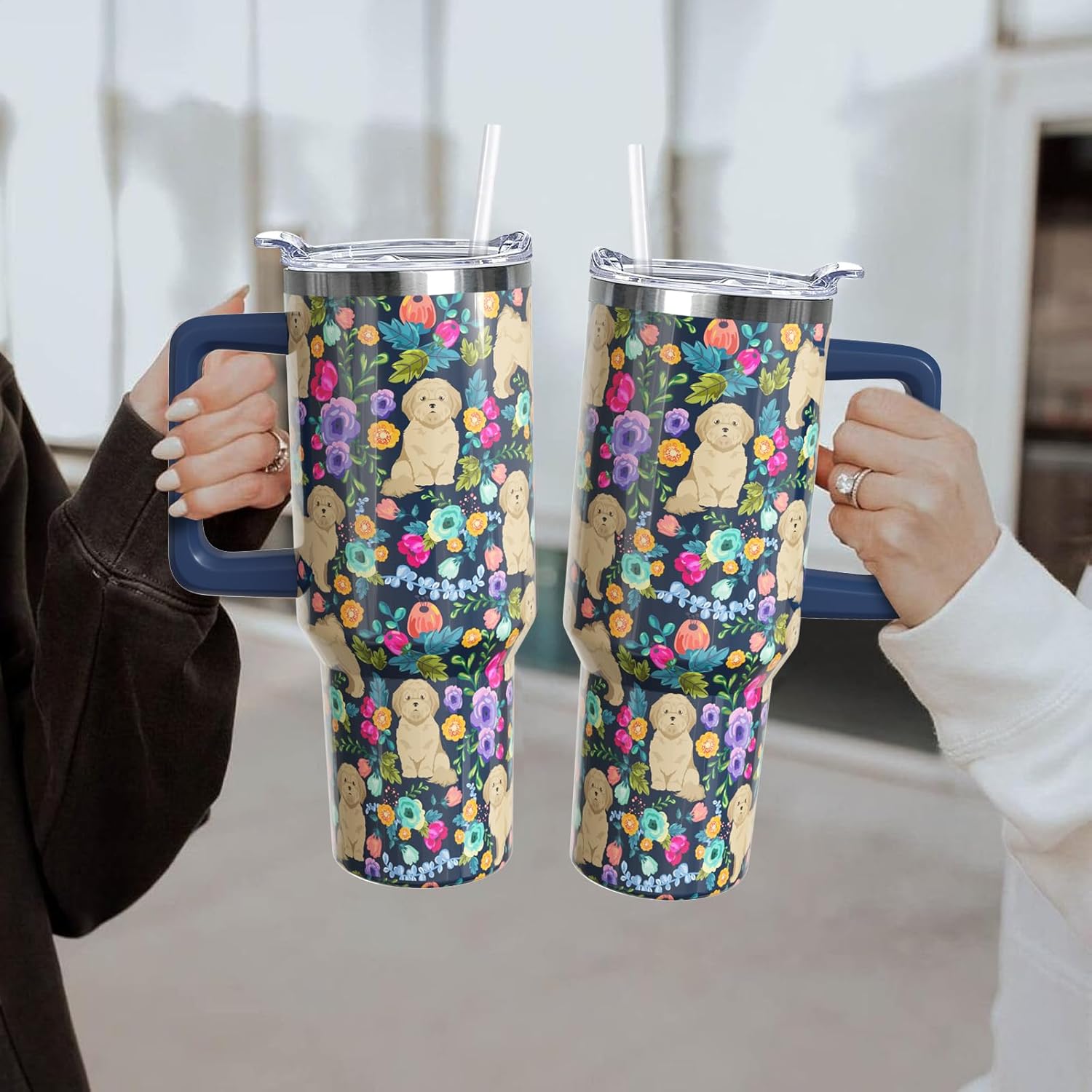 40 oz Shih Tzu Tumbler with Handle, Insulated Stainless Dog Tumbler Coffee Travel Mugs Cup Water Bottle Shih Tzu Lovers Gifts for Women Girls - Image 6