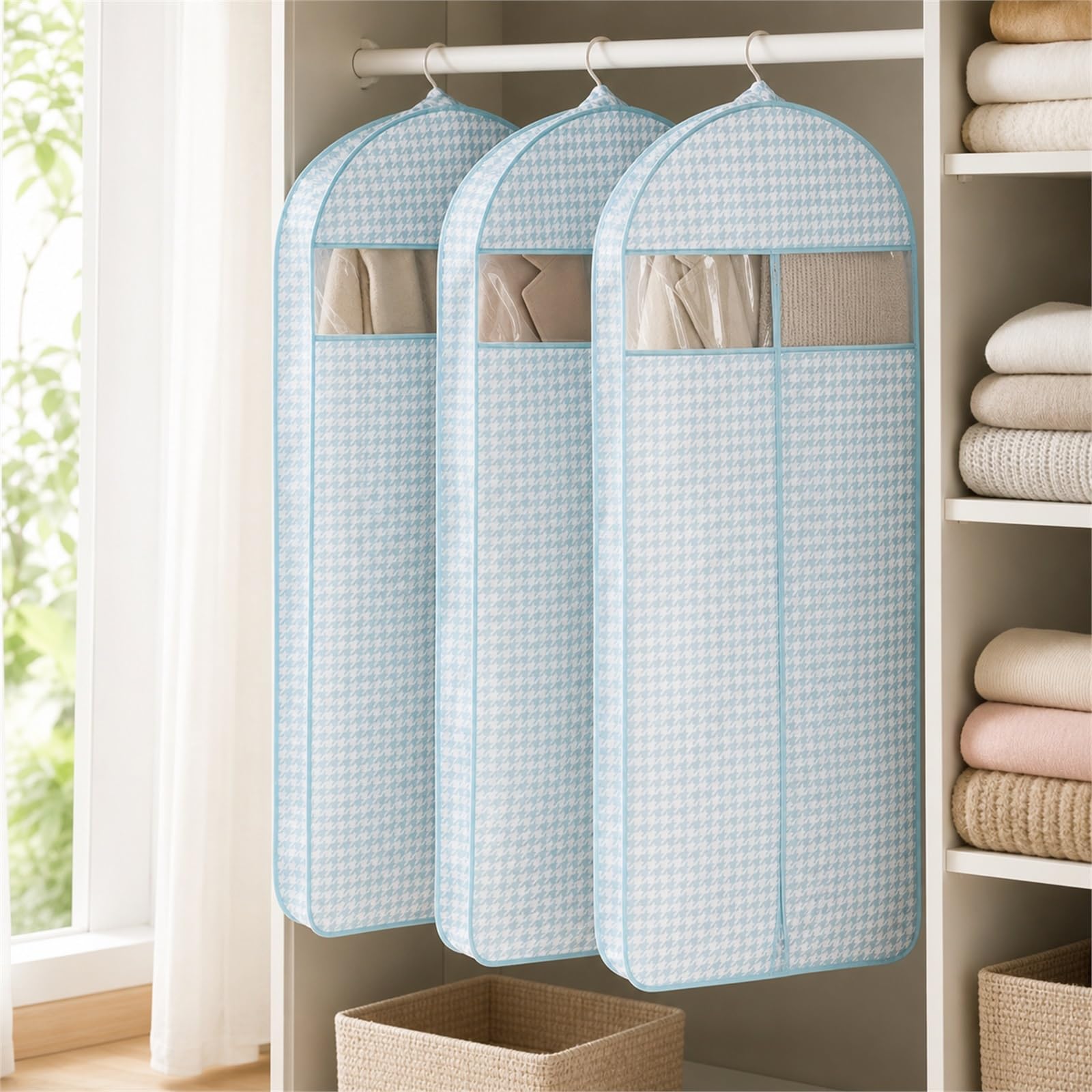 Kleiderstaubbeutel,Kleidersack,Hängende Kleider Schutzhülle,Atmungsaktiv,Staubdicht,Feuchtigkeitsbeständig,für Anzüge,Mäntel,Freizeithose,Jacken,Hemden,Pullover und Übermäntel