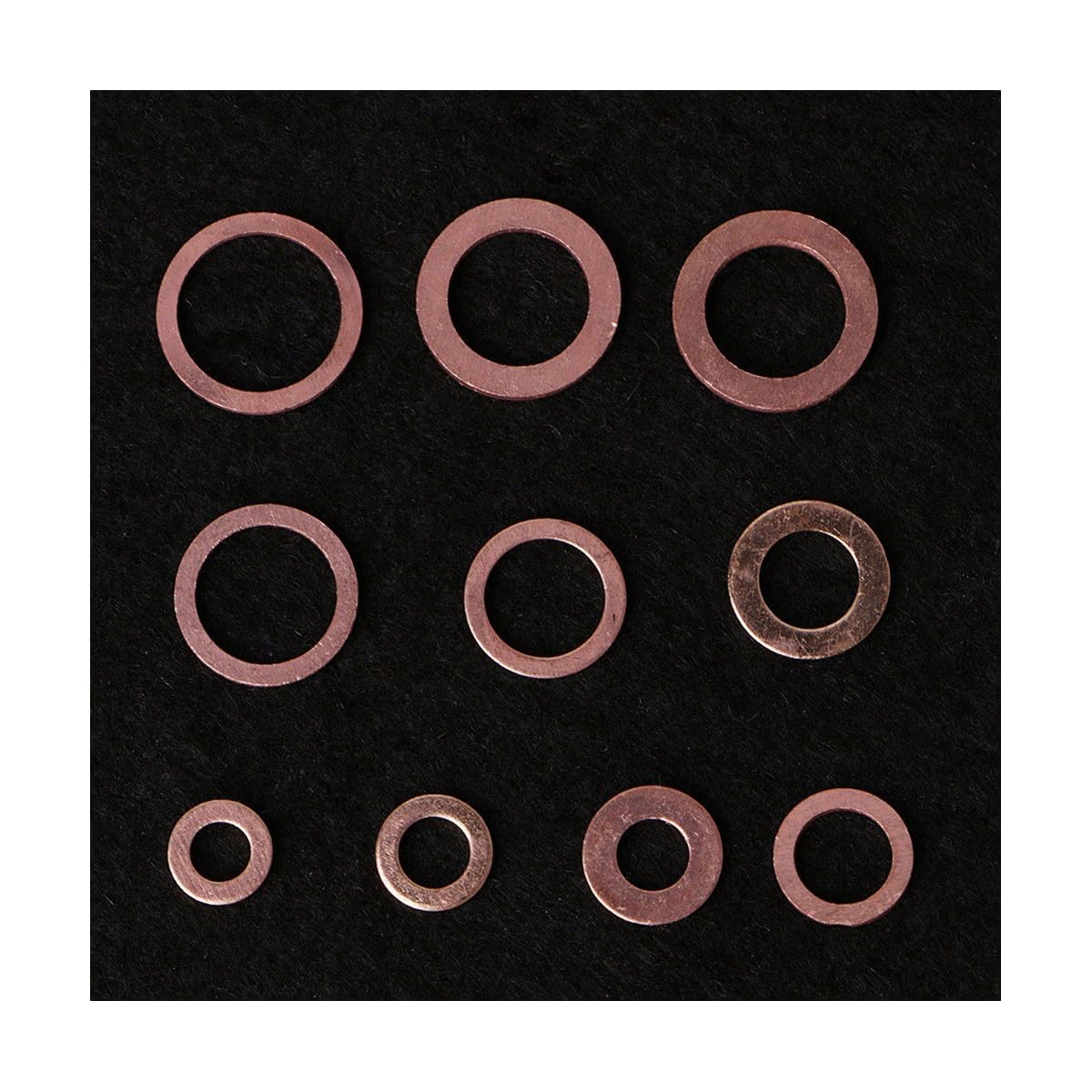 200PCS Purple Copper Oil Seal Gasket Boxed O-Ring Gasket Copper Washer Gasket