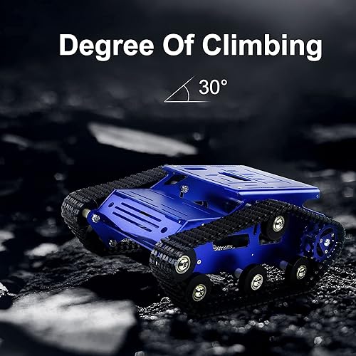 Miniatura 38 de Kit de chasis de coche robot inteligente, chasis de tanque grande de aleación de aluminio, con motores de 2WD para Arduino/Raspberry Pi DIY RC Negro