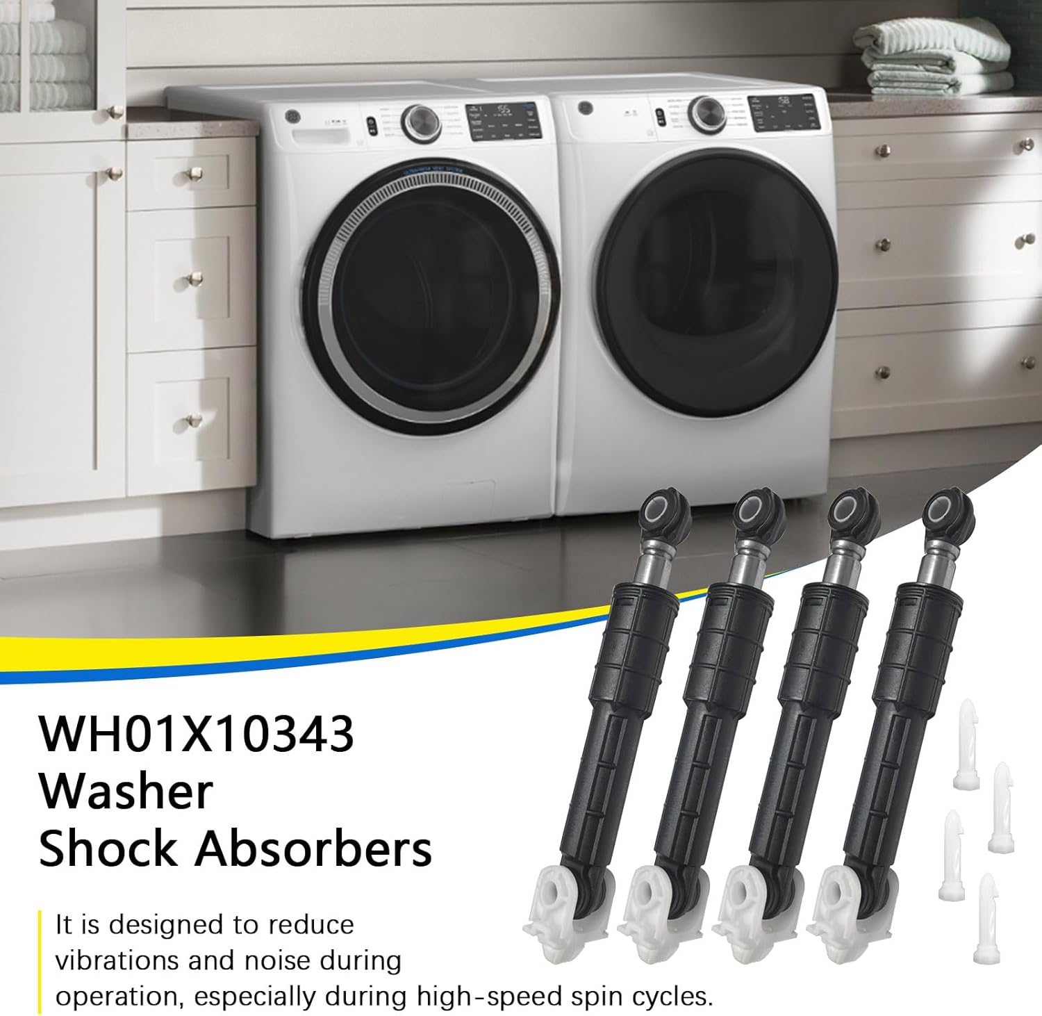 WH01x10343 WH01x20826 Washer Shock Absorber WH01X10343 for ge Front-Load Washers, Reduces Vibration & Noise, Replacement for Damaged Shock System(3 PACK)