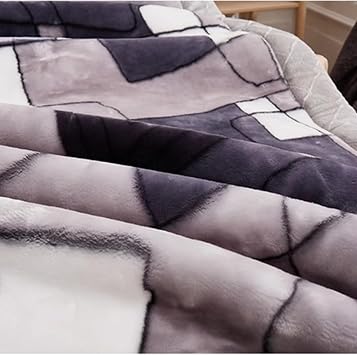 Korean Mink Blanket Queen Size, Thick Heavy Warm Fleece Blanket for Winter Full Size Bed,Reversible Luxury Vintage Thermal Blankets, Double Layer Blankets for Chilly Nights(70x87 inch, Line)